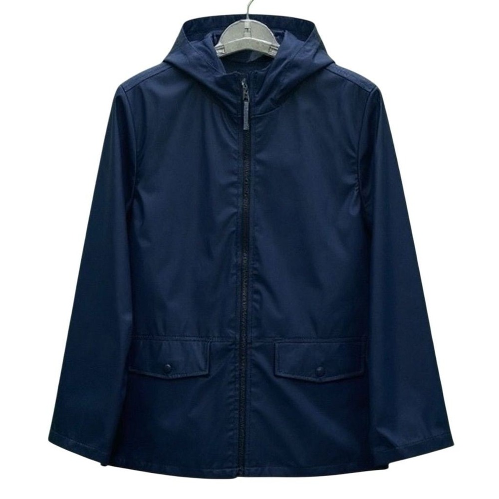 Crewcuts Kids XL Blue Waterproof Rain Jacket with Hood Unisex - CJ